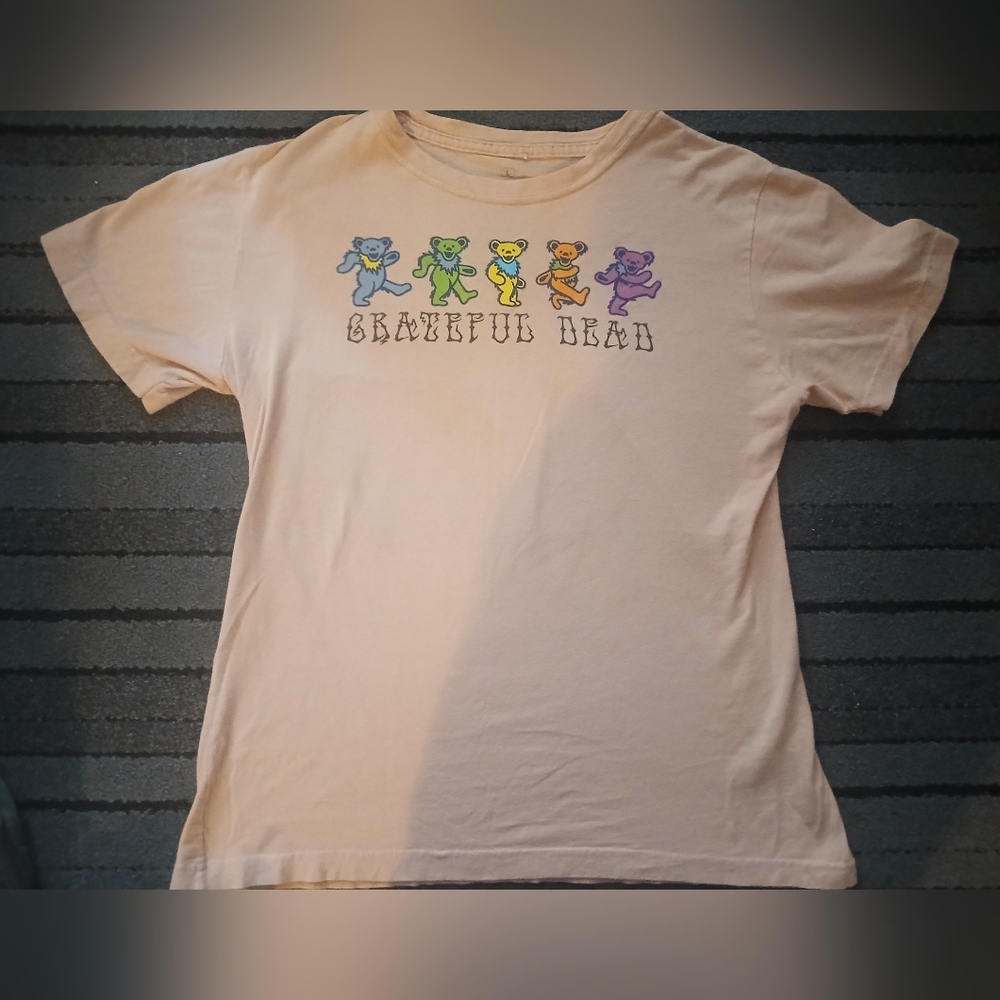 Grateful Dead Band T-Shirt PinkishTan with Dancing Bears Logo